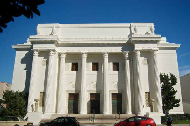 Headquarters of Internet Archive, located in the former Fourth Church of Christ, Scientist, a neoclassic building with Greek columns on Funston Avenue, in Richmond District, San Francisco, California